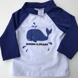 Gymboree whale blue/white rash guard 6-12 months